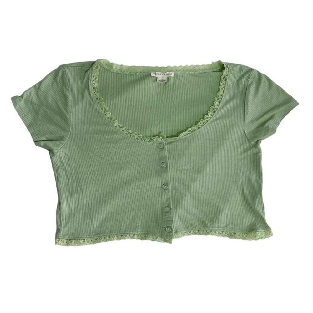 AEROPOSTALE Green Lace Trim Top